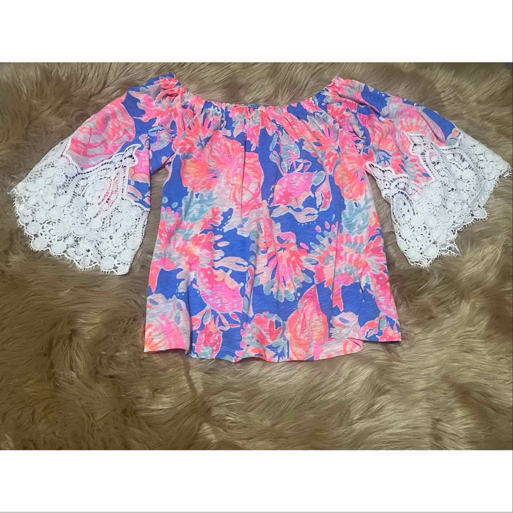 Lilly Pulitzer Blue and Pink Floral Blouse